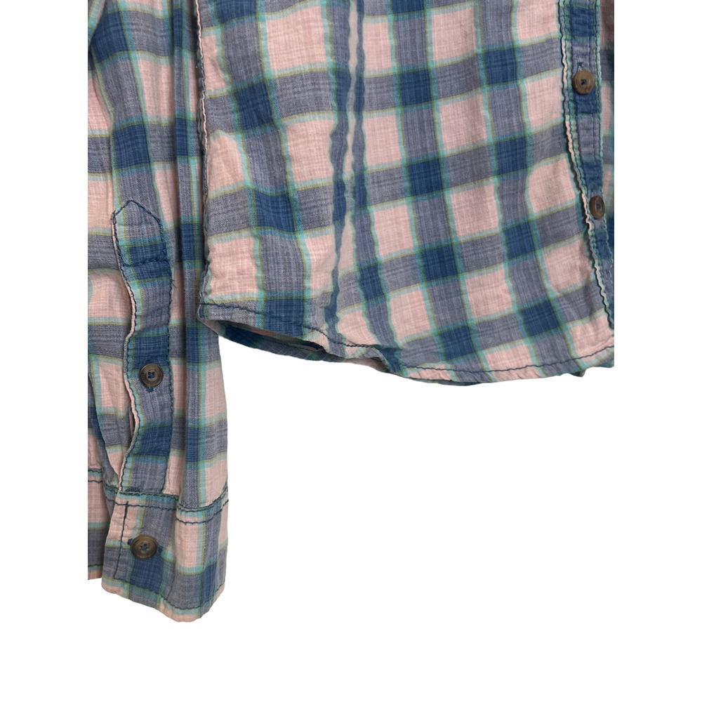Hollister Pink and Blue Plaid Button Up Medium - Picture 3 of 4